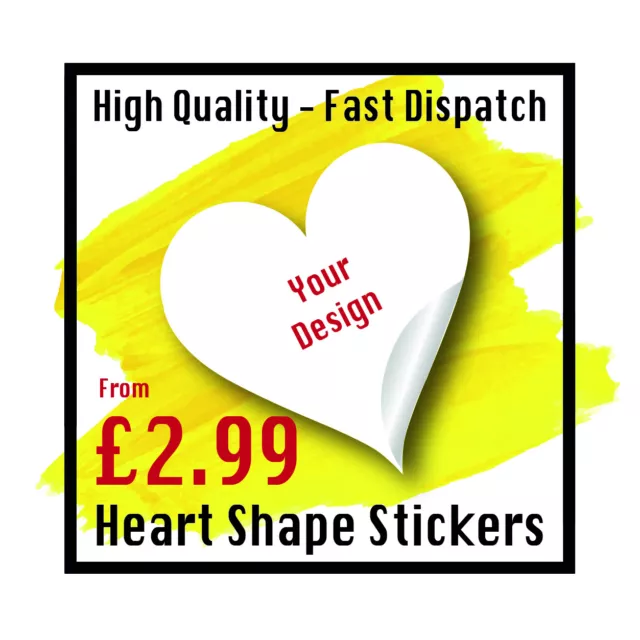 LOGO Printed Heart Stickers - Custom Logo labels - Postage labels - Personalised