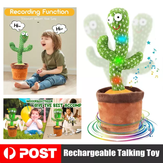 Rechargeable Talking Toy Dancing Cactus Shake Doll Speak Sound Record Repeat AU