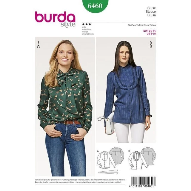 Patron Burda Vintage 6984 - Blouse Et Tunique Chic Tailles 36 à 48 - Non Découpé