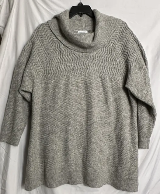 NWOT CALVIN KLEIN Gray Knit Cowl Neck Cozy Big Sweater Top Womens Plus Size 3X