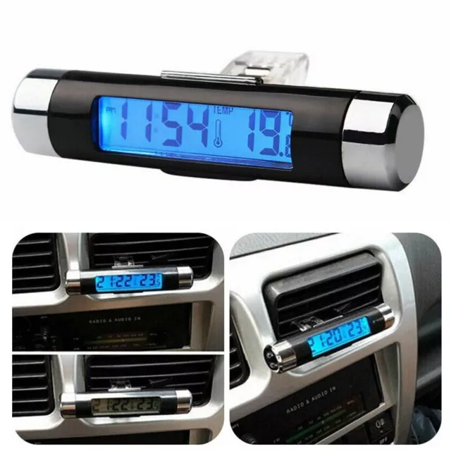 Hochwertiges digitales Auto Armaturenbrett Thermometer und Uhr mit blauer Hinter