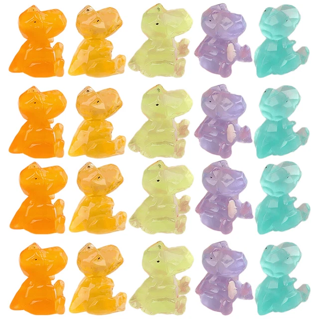 20 Pcs Micro Landscape Ornament Resin Luminous Tiny Dinosaur Mini