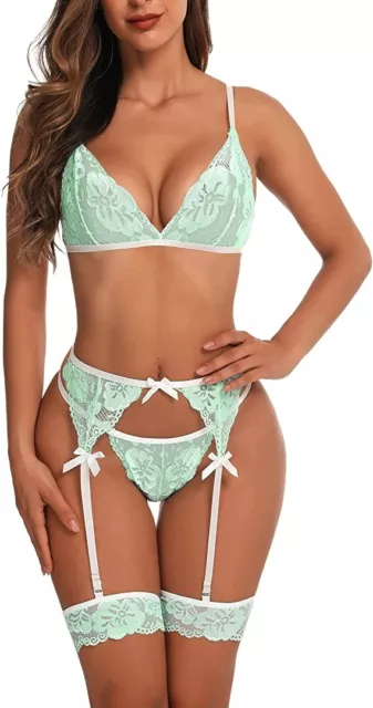 RSLOVE Women Sexy Lingerie Set Lace Bra and Panty Sets 2 Piece Babydoll Lace  Teddy Bodysuit Dark Green S : : Clothing, Shoes & Accessories