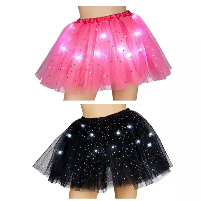 Light Up Tutu Skirt Battery Op Sparkling Fancy Dress Festival Club 1980s Dance