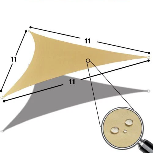 11ft x 11ftx 11ft Triangle Waterproof Woven Sun Shade Sail in Vibrant Sand