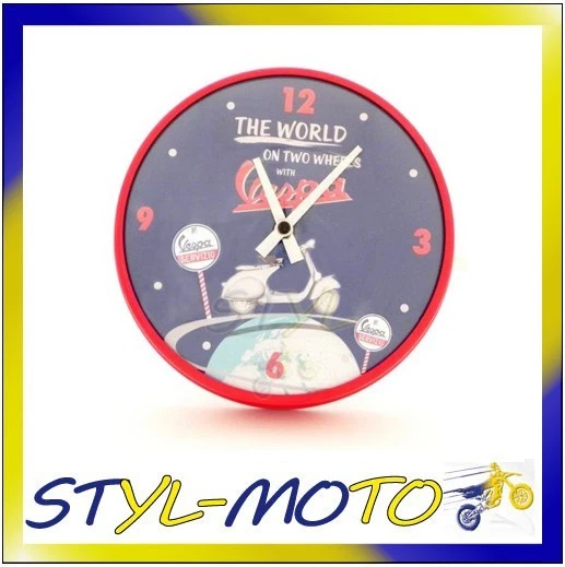 Horloge Murale Vespa Jaune - Mouvement Quartz, Pile, Diamètre Rond, Neuf