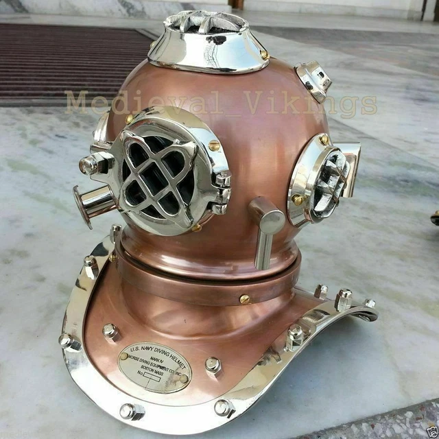 Miniature Décorative Casque De Plongée US Navy - En Laiton Et Cuivre, Fait Main - Style Antique, Décoration Intérieure