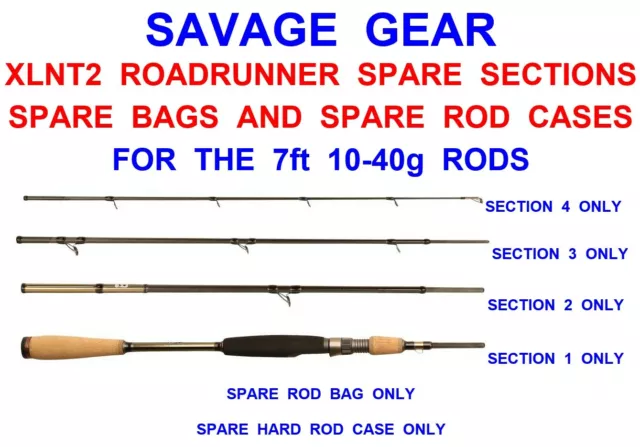SPARE SECTIONS SAVAGE GEAR XLNT2 ROADRUNNER 7ft 10-40g TRAVEL ROD ROD BAG  CASE £24.99 - PicClick UK