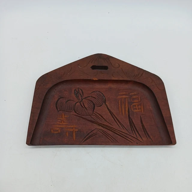 VINTAGE JAPANESE HAND-CARVED WOODEN CRUMB SWEEPER Dust Pan