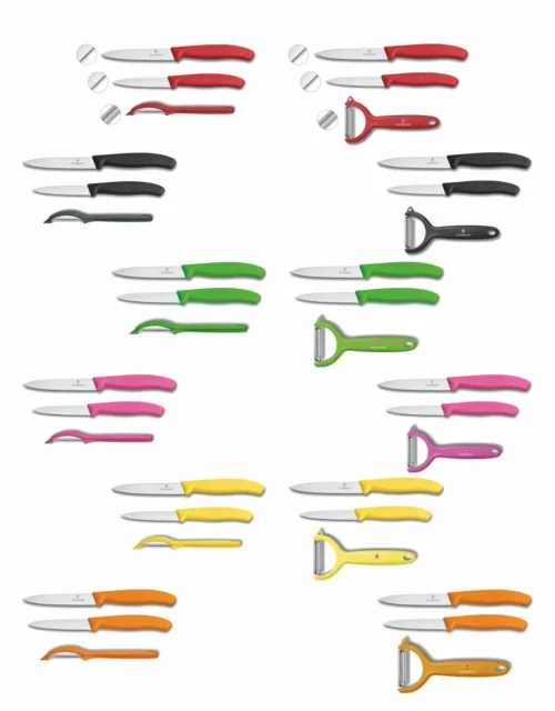 Victorinox 3tlg Küchenset - Küchenmesser / Gemüsemesser / Schäler div Farben