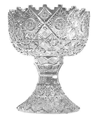 1890s American Brilliant Cut Crystal, Glass Punch Bowl Prima Donna, T.B. Clark