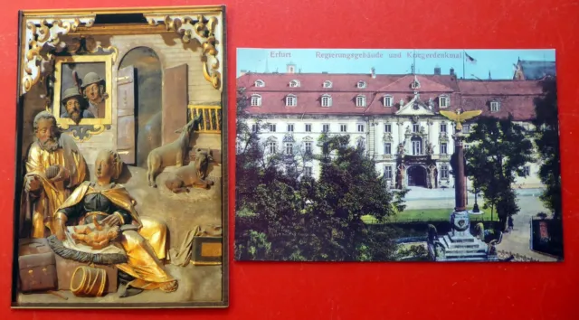 2 x Erfurt - Kaufmannskirche Altar (1626) Geburt Christi - Repro Regierungssitz