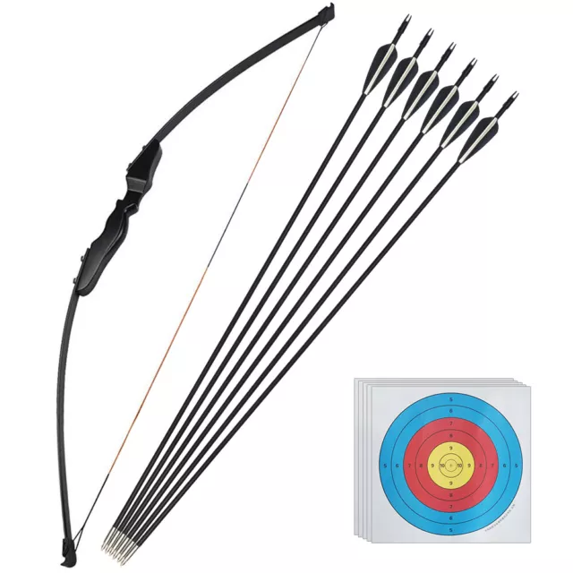 30/40LBS Archery Recurve Wood Bow Longbow Set Arrow Adult Outdoor Hunting Target