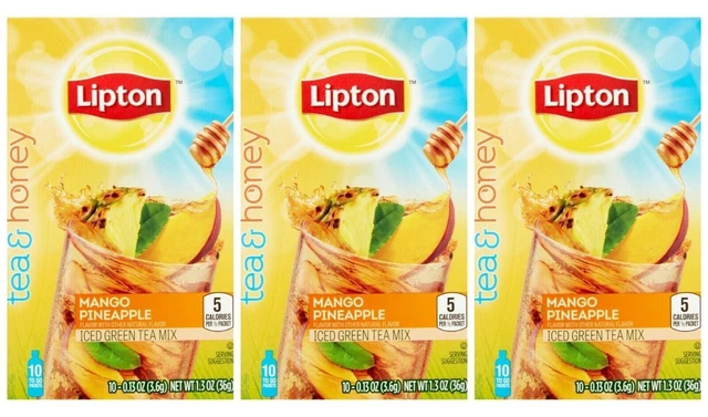 Lipton Tea & Honey To Go Packets MANGO PINEAPPLE Green Tea 3 Box, BBD 01/21 READ