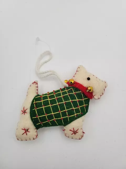 Scottie West Highland Terrier Dog Felted Wool Christmas Ornament Cute Outfit  P7