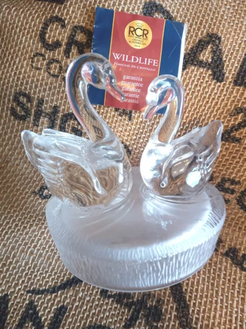 Crystal Swans Figurine RCR Royal Crystal Rock 24% Lead. Collectable Ornament 2
