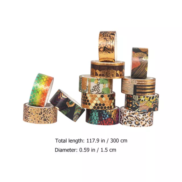12 Roll Leopard Washi Tape Set 15mm Wide DIY Crafts Gift Packaging Party