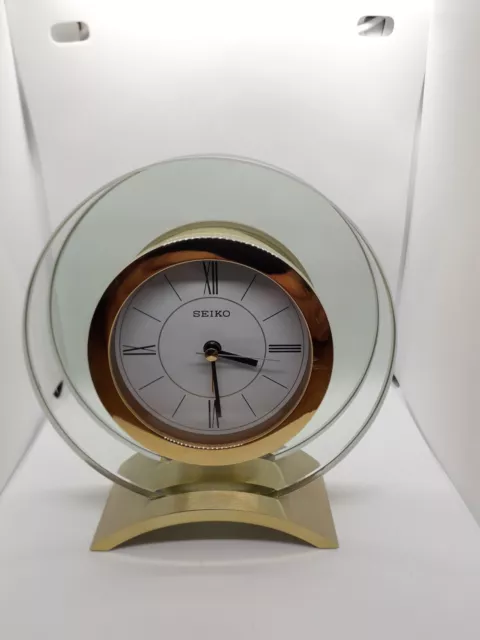 Seiko Qhe057G Quartz Mantle Battery Clock  Gold Tone