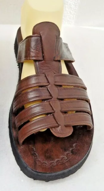 MENS 100% MOROCCAN LEATHER  BACKLESS, SLIP ON'S  * SANDALS * BROWN  *  5 Sizes