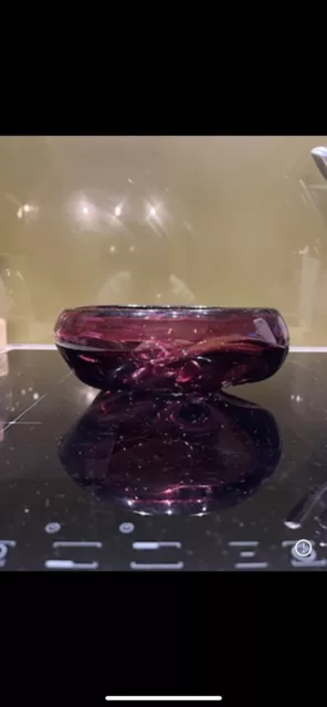 Large Murano Italian Art Glass Bowl - Purple Hand Blown Vintage