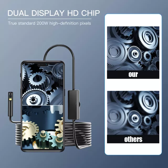 2m/5m/10m Hartes Kabel USB Endoskop Kamera 8mm HD 9 LED Inspektion für Android 2
