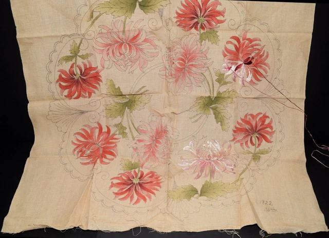 "Cubierta de mesa vintage 20% terminada de lino bordado a mano sin cortar 34"" x 36"