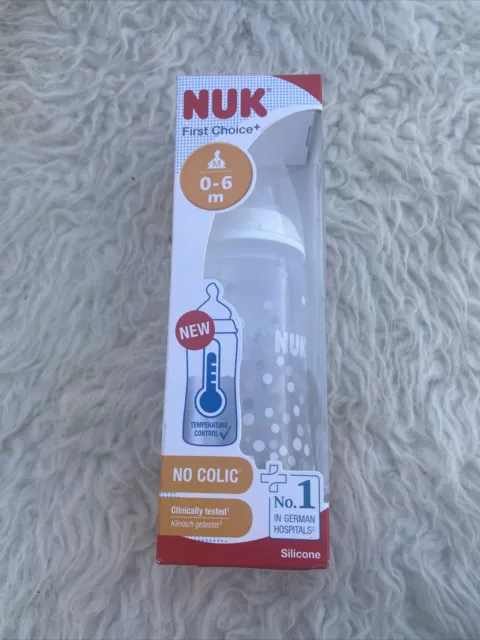 NUK: First Choice No Colic  Bottle Silicone Teat White  Bnib Acc450