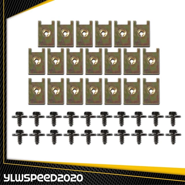 For Car Screw Body Fender Bumper Retainer U Nut Clips Gasket Fastener Metal 40PC