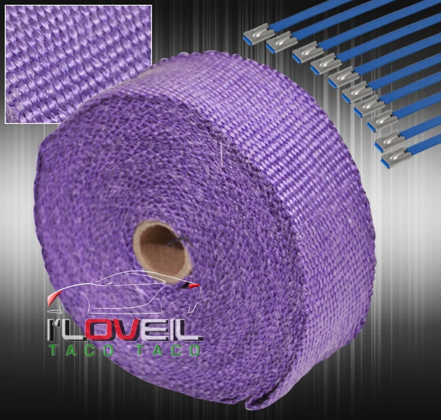 360" 30Ft Engine Heat Wrap Shield Cover High Temp Turbo Header +Zip Ties Purple 360" 30Ft Engine Heat Wrap Shield Cover High Temp Turbo Header +Zip Ties Purple