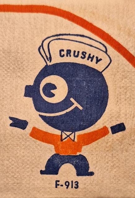 Original N.O.S. 1940's DRINK ORANGE CRUSH SODA JERK HAT with 'CRUSHY' (#2)