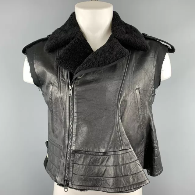 YOHJI YAMAMOTO size M / JP 2 black leather sheepskin jacket vest