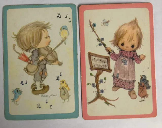 Betsey Clark Boy Girl Children 2 Swap Playing Cards: Violin Music Bird Butterfly