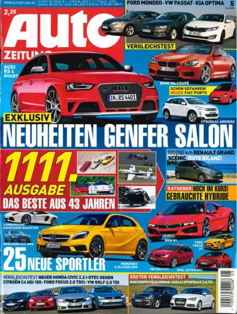 Auto Zeitung 05/2012 - Heft 1111 - Porsche 911 Cabrio - VW W12 Coupe -Golf GTI