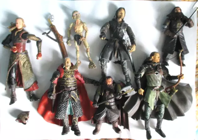 LOTR Bundle Fully Poseable 6 1/2 Inch Figures Arargorn Smegal Gmli Legolas Used