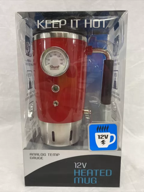 Tech Tools 12V Analog Temperature Gauge Thermal Insulated Auto Mug (Red) NIB