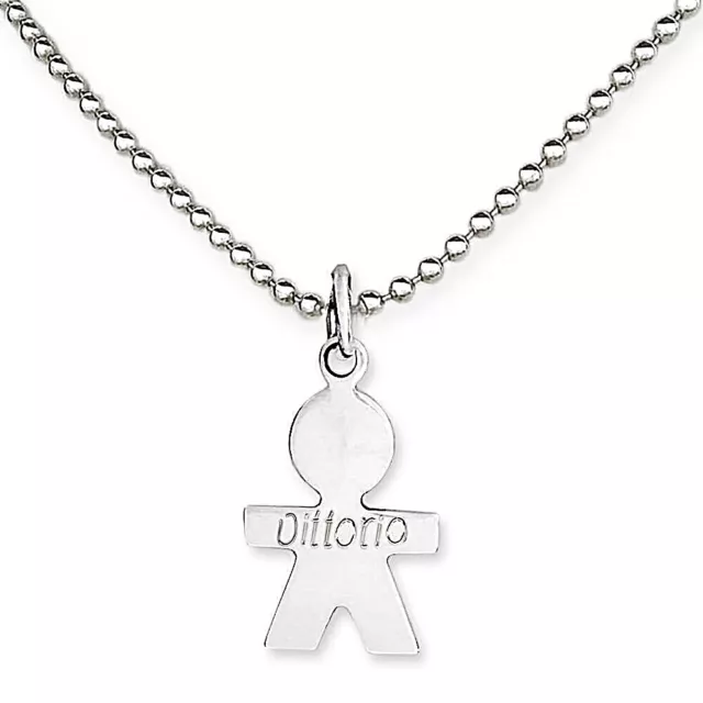 Collana ciondolo bimbo in argento 925 con incisione nome