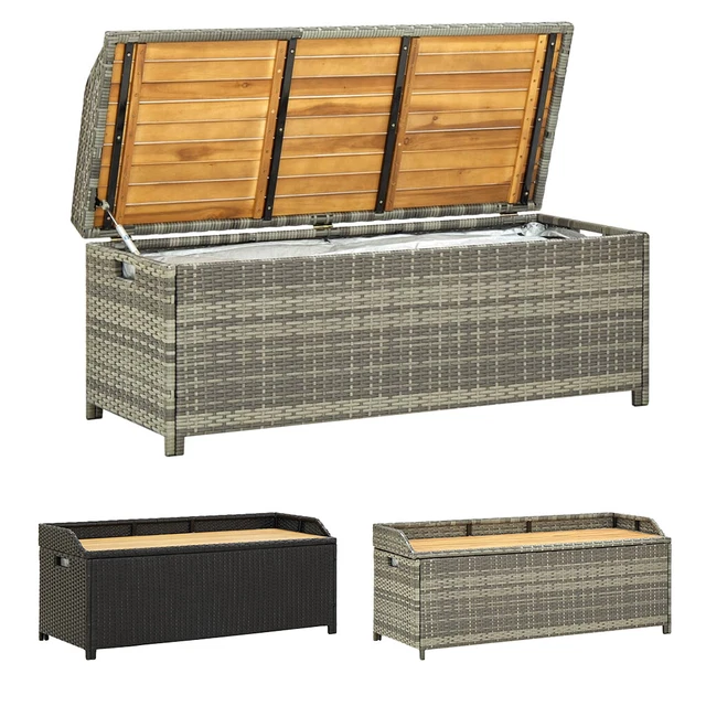 Olsen & Smith Gartenbank 265 Liter - Wetterfeste Sitzbank Mit Stauraum Schwarz