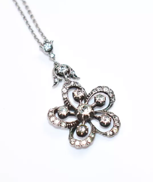 BEAUTIFUL! FRENCH ESTATE!! Belle Epoque Paste Stones 835 SILVER Pendant Necklace