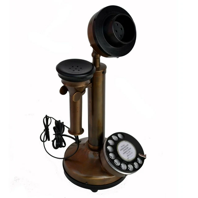 Teléfono de trabajo con candelabro, dial giratorio clásico, estilo vintage,...