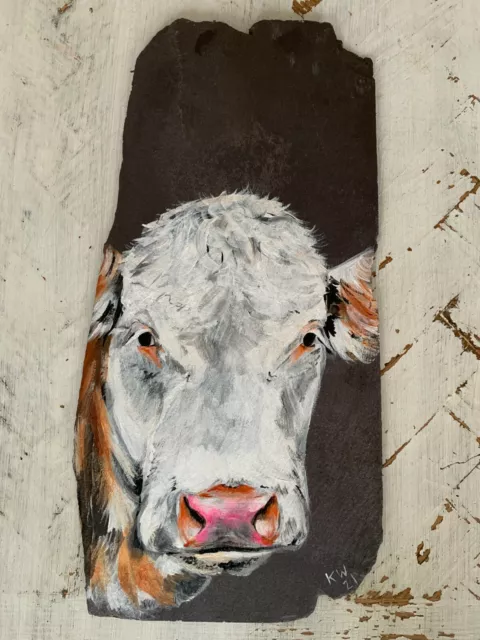 Cattle, Cow, Slate Hand Painted Artwork