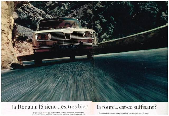PUBLICITE   1968   RENAULT 16    tiens trés trés bien la route ( 2 pages)
