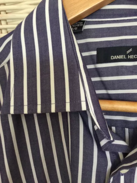 Daniel Hechter Mens Shirt Navy And White Stripe Long Sleeve 16 Collar 3