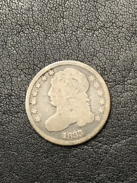 1833 Capped Bust Dime Silver 10c Coin JR-6 R-1 #JR46778