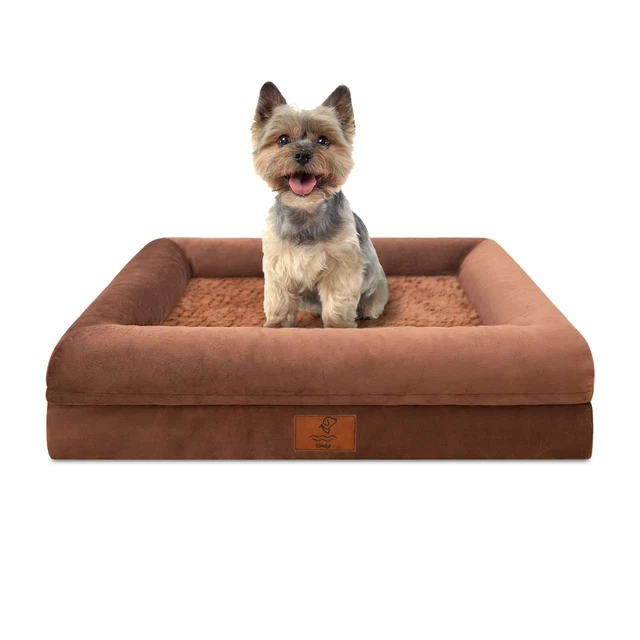 Super Soft Brown Warm Small Dog Bed Orthopedic Memory Foam Pet Dog Bolster Sofa