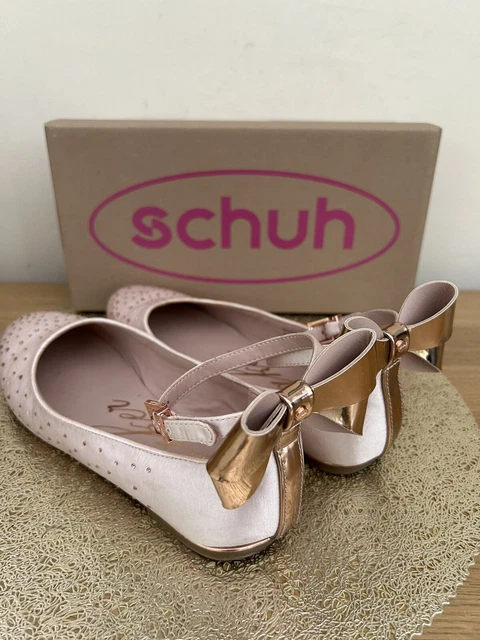 TED BAKER DIAMANTE Girls Rose Gold Shoes Bow Size UK Size 5 Eu38