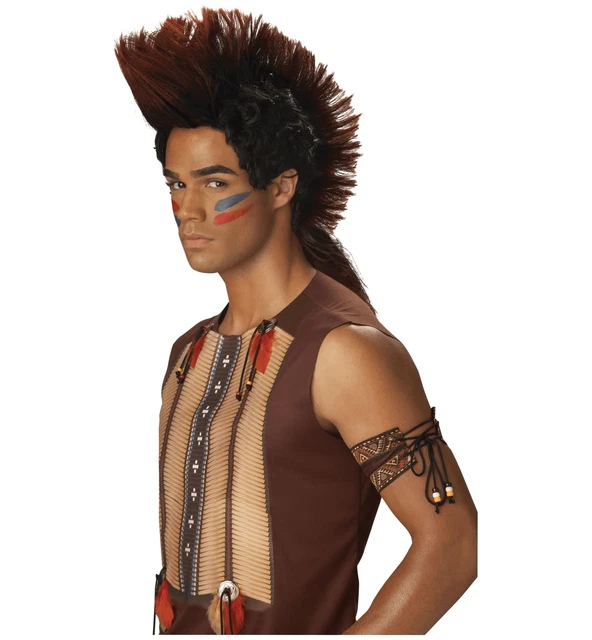 Indian Warrior Native American Mohawk Noble Men Costume Wig