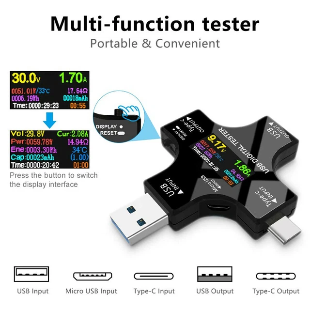 USB Tester Type-C Security Digital Color TFT Voltmeter Voltage Current Detector