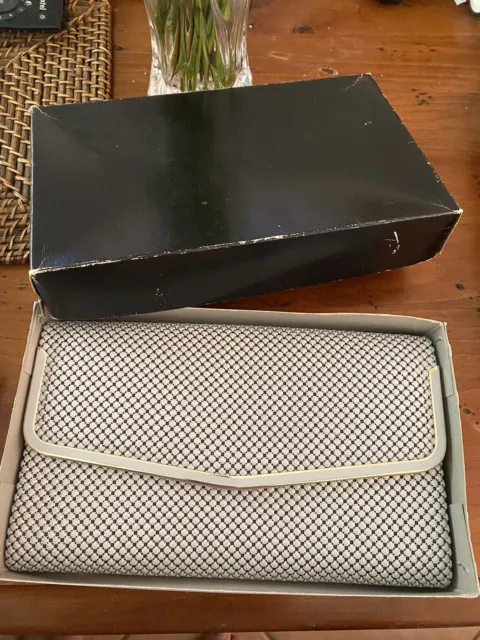 Vintage Glomesh Shoulder Bag Handbag Light Grey Immaculate In Box
