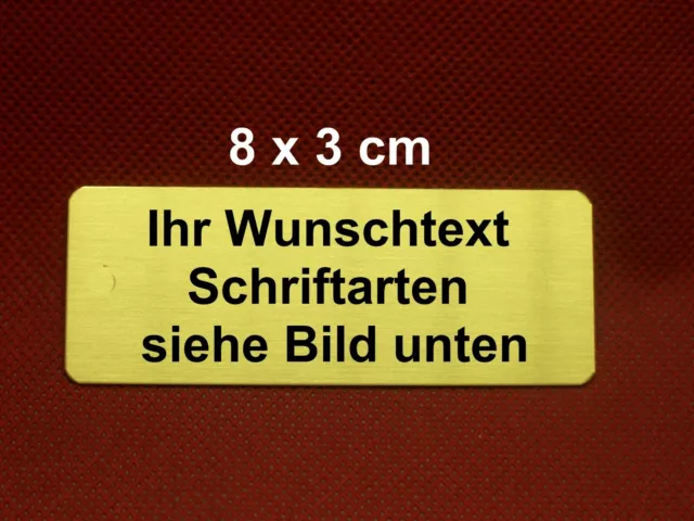 Namensschild,Türschild Messing poliert 8 x 3 cm mit Gravur selbstklebend