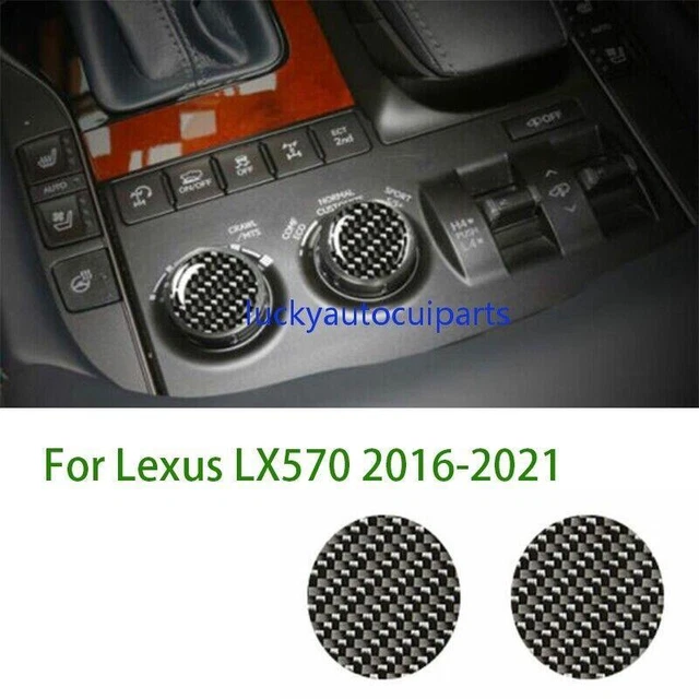 For Lexus LX570 2016-21 Carbon Fiber Vinyl Central Console AC Knob Cover Trim 2x